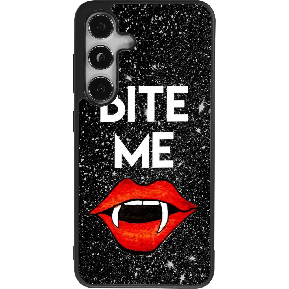 Coque Samsung Galaxy S24 - Silicone rigide noir Halloween 2024 bite me