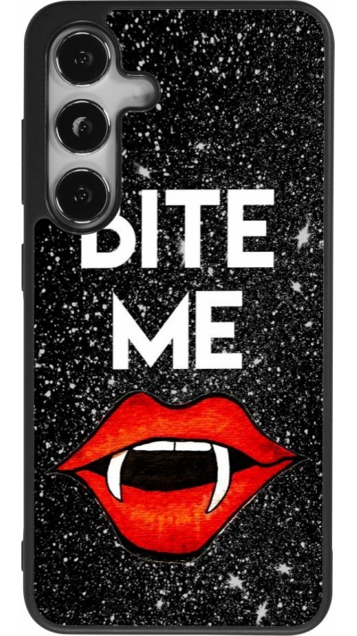 Coque Samsung Galaxy S24 - Silicone rigide noir Halloween 2024 bite me