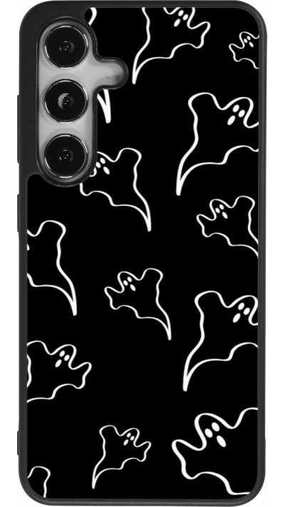 Coque Samsung Galaxy S24 - Silicone rigide noir Halloween 2024 black and white ghosts