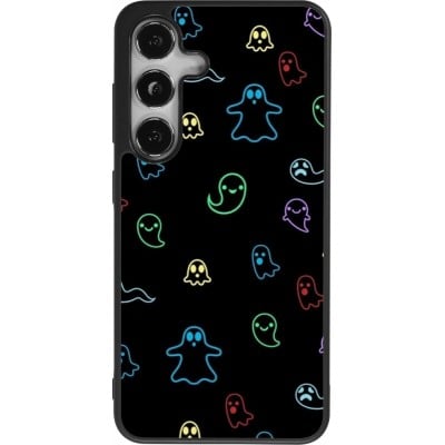 Coque Samsung Galaxy S24 - Silicone rigide noir Halloween 2024 colorful ghosts