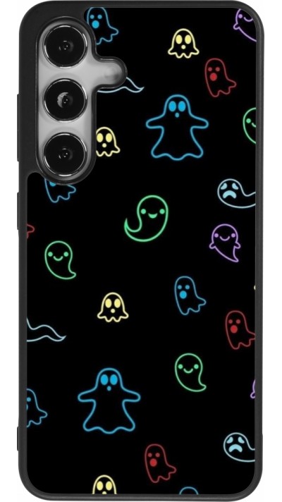 Coque Samsung Galaxy S24 - Silicone rigide noir Halloween 2024 colorful ghosts