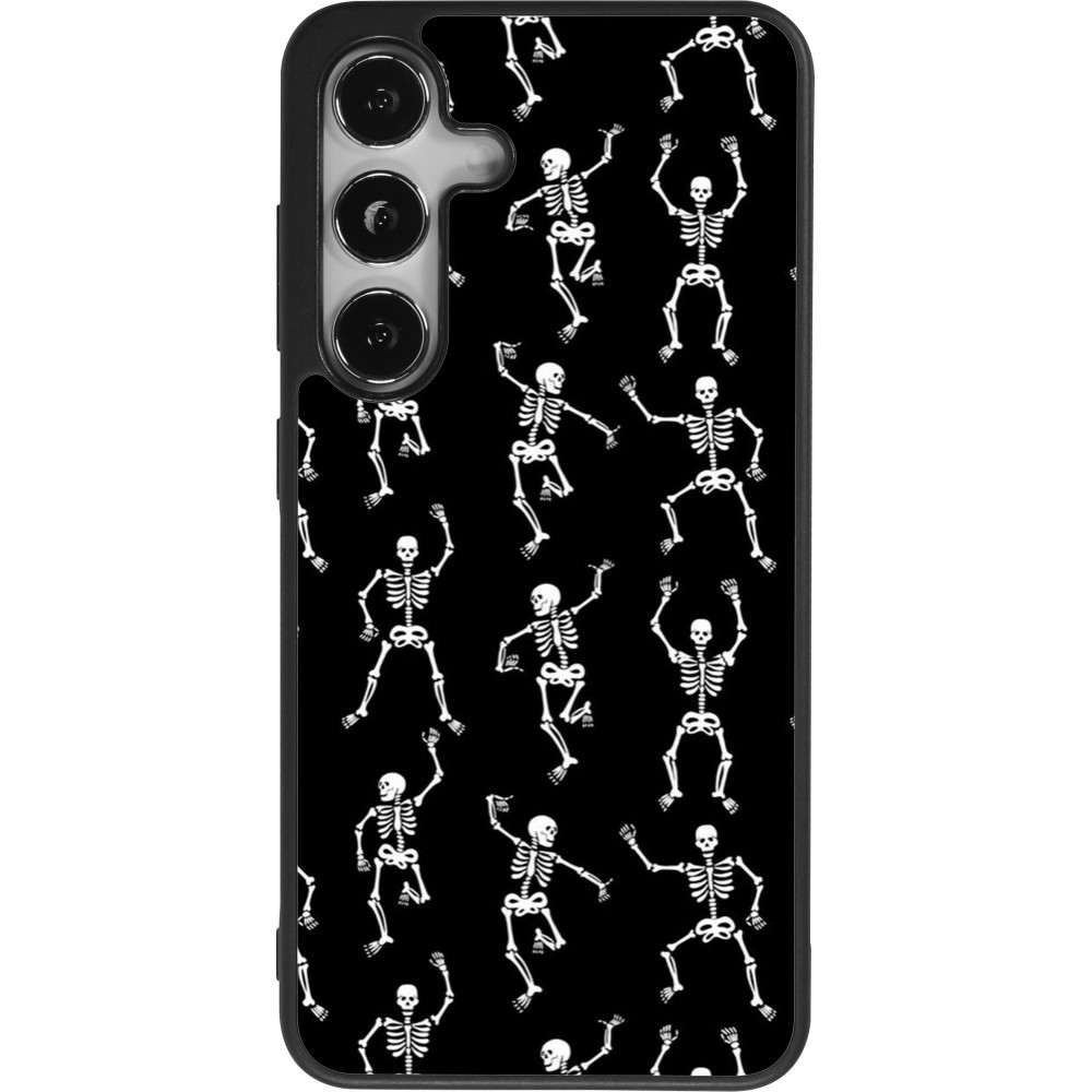 Samsung Galaxy S24 Case Hülle - Silikon schwarz Halloween 2024 dancing skeleton