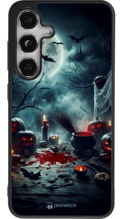 Coque Samsung Galaxy S24 - Silicone rigide noir Halloween 2024 Dark Moon