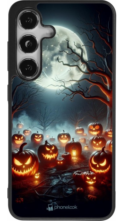 Coque Samsung Galaxy S24 - Silicone rigide noir Halloween 2024 Many Pumpkins