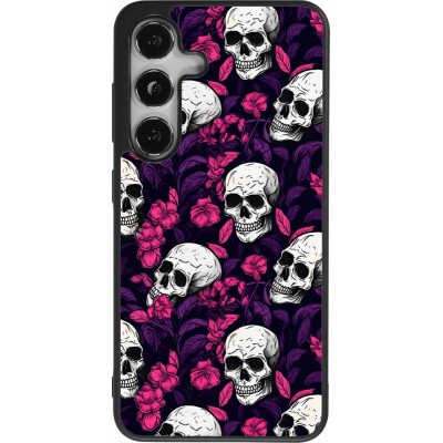 Coque Samsung Galaxy S24 - Silicone rigide noir Halloween 2024 romantic skulls