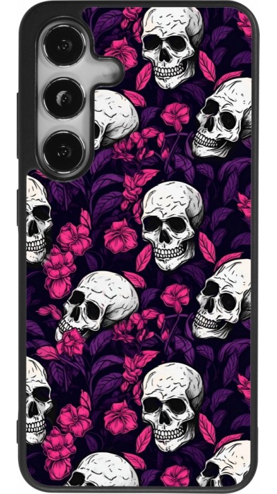 Coque Samsung Galaxy S24 - Silicone rigide noir Halloween 2024 romantic skulls