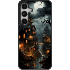 Coque Samsung Galaxy S24 - Silicone rigide noir Halloween 2024 scary town