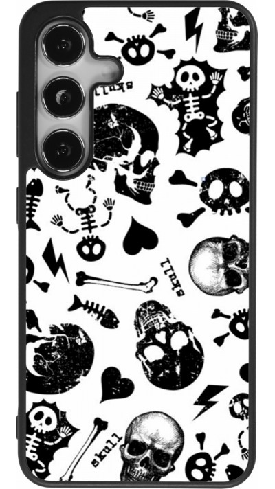 Coque Samsung Galaxy S24 - Silicone rigide noir Halloween 2024 skeleton mix