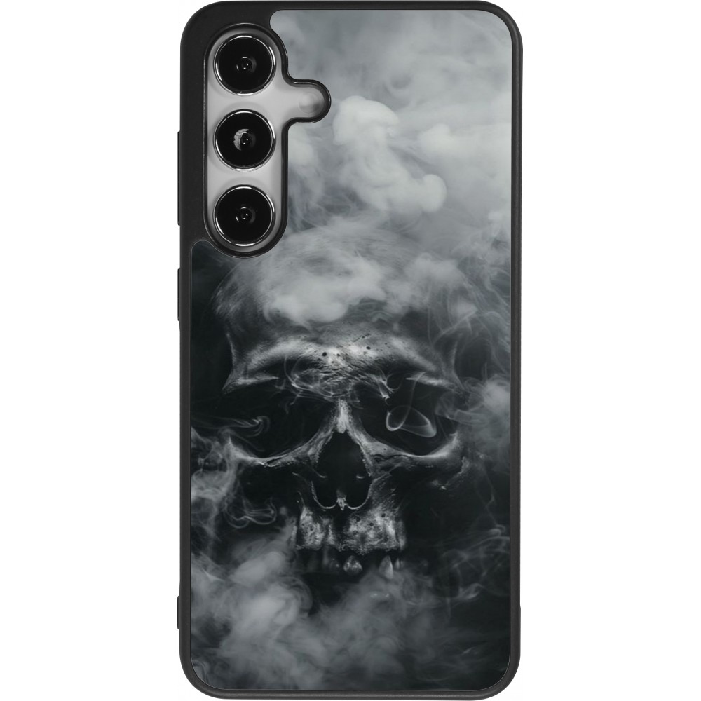 Coque Samsung Galaxy S24 - Silicone rigide noir Halloween 2024 smoky skull