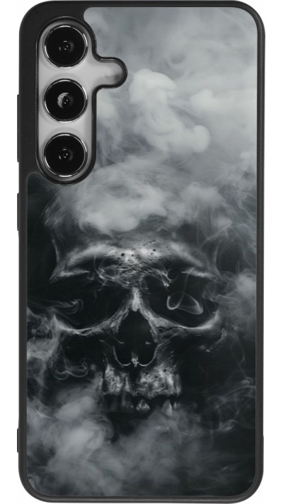 Coque Samsung Galaxy S24 - Silicone rigide noir Halloween 2024 smoky skull