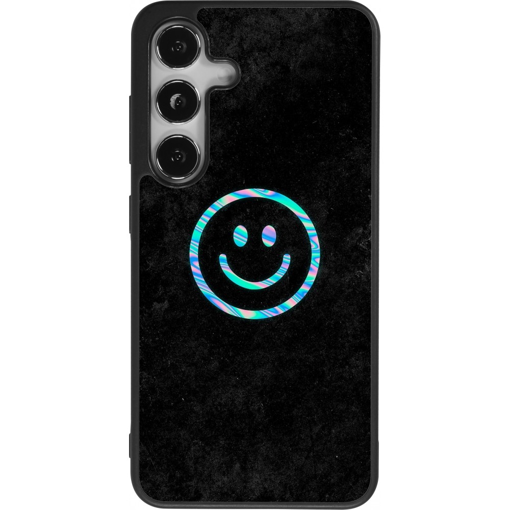 Samsung Galaxy S24 Case Hülle - Silikon schwarz Happy smiley irisirt