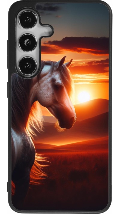 Coque Samsung Galaxy S24 - Silicone rigide noir Majestic Sunset Horse