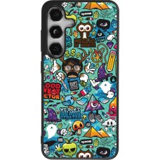 Coque Samsung Galaxy S24 - Silicone rigide noir Mixed Cartoons Turquoise