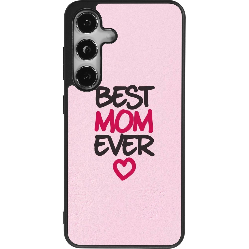 Coque Samsung Galaxy S24 - Silicone rigide noir Mom 2023 best Mom ever pink