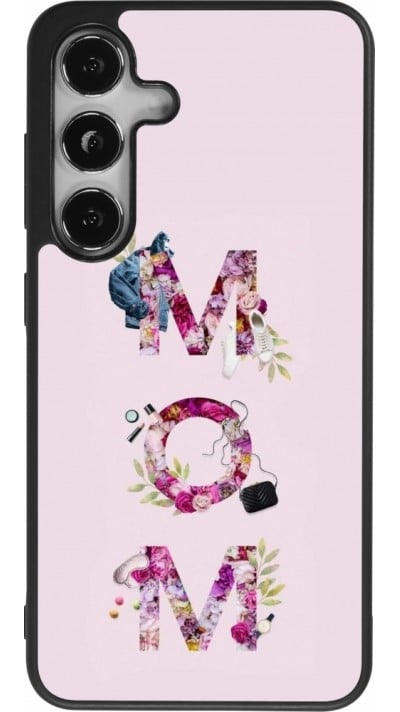 Coque Samsung Galaxy S24 - Silicone rigide noir Mom 2024 girly mom