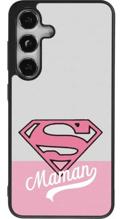 Coque Samsung Galaxy S24 - Silicone rigide noir Mom 2024 Super hero maman