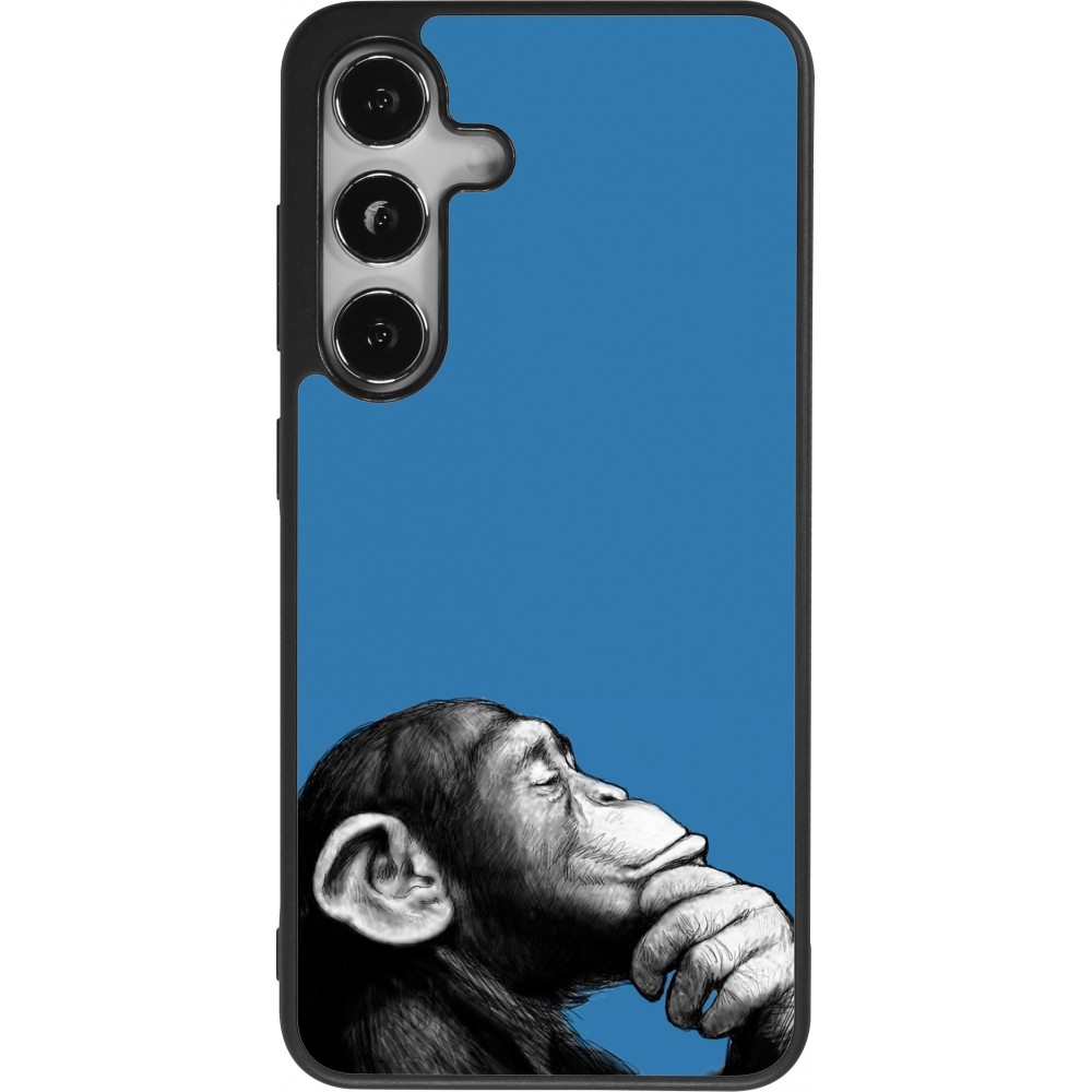 Coque Samsung Galaxy S24 - Silicone rigide noir Monkey Pop Art