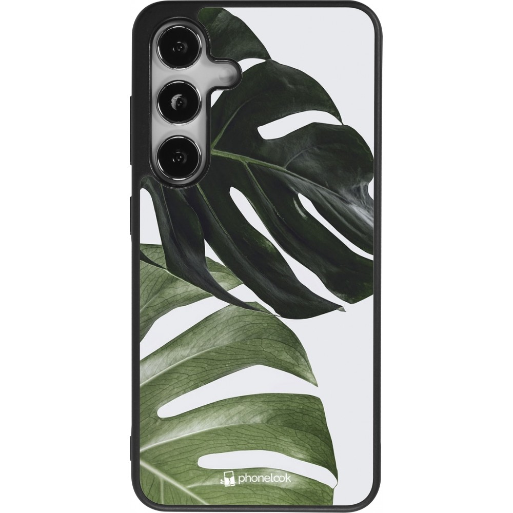 Coque Samsung Galaxy S24 - Silicone rigide noir Monstera Plant