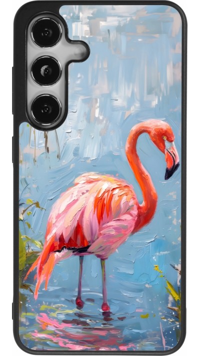 Coque Samsung Galaxy S24 - Silicone rigide noir Paint Flamingo