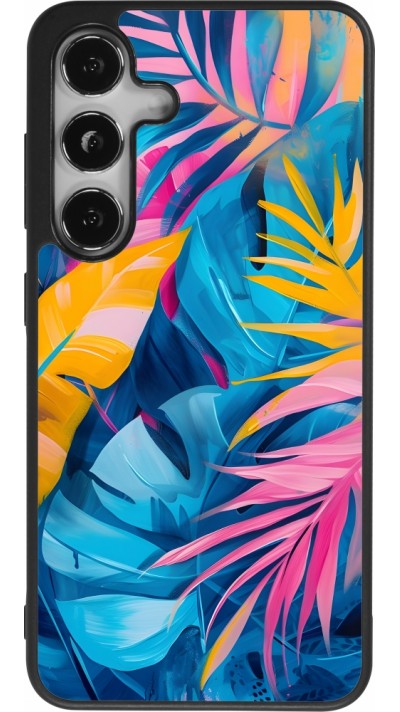 Coque Samsung Galaxy S24 - Silicone rigide noir Palms Blue