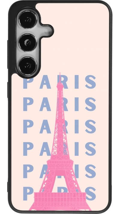 Coque Samsung Galaxy S24 - Silicone rigide noir Paris Pink Print