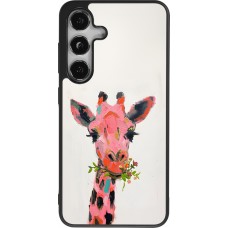 Coque Samsung Galaxy S24 - Silicone rigide noir Pink Girafe Paint