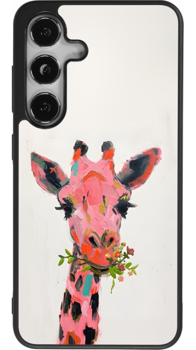 Coque Samsung Galaxy S24 - Silicone rigide noir Pink Girafe Paint