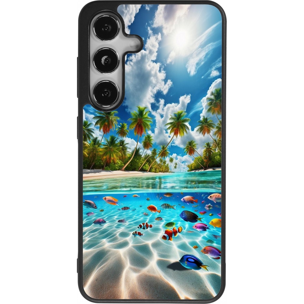 Coque Samsung Galaxy S24 - Silicone rigide noir Plage Paradis