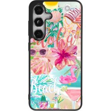 Coque Samsung Galaxy S24 - Silicone rigide noir Preppy Collage Aloha