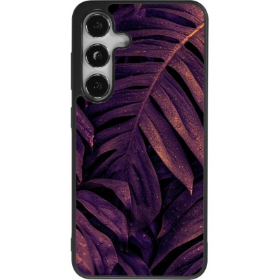 Coque Samsung Galaxy S24 - Silicone rigide noir Purple Light Leaves