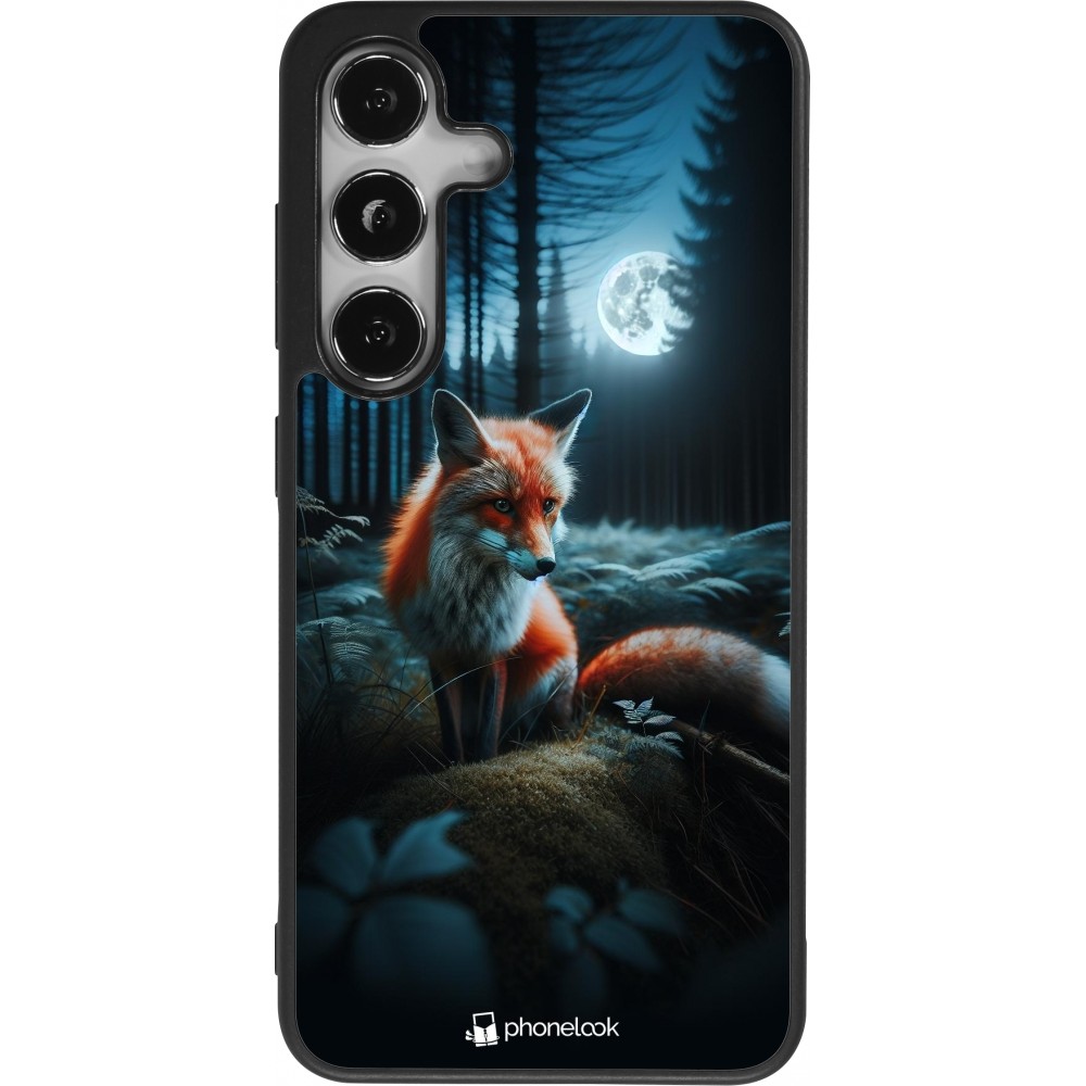 Samsung Galaxy S24 Case Hülle - Silikon schwarz Fuchs Mond Wald