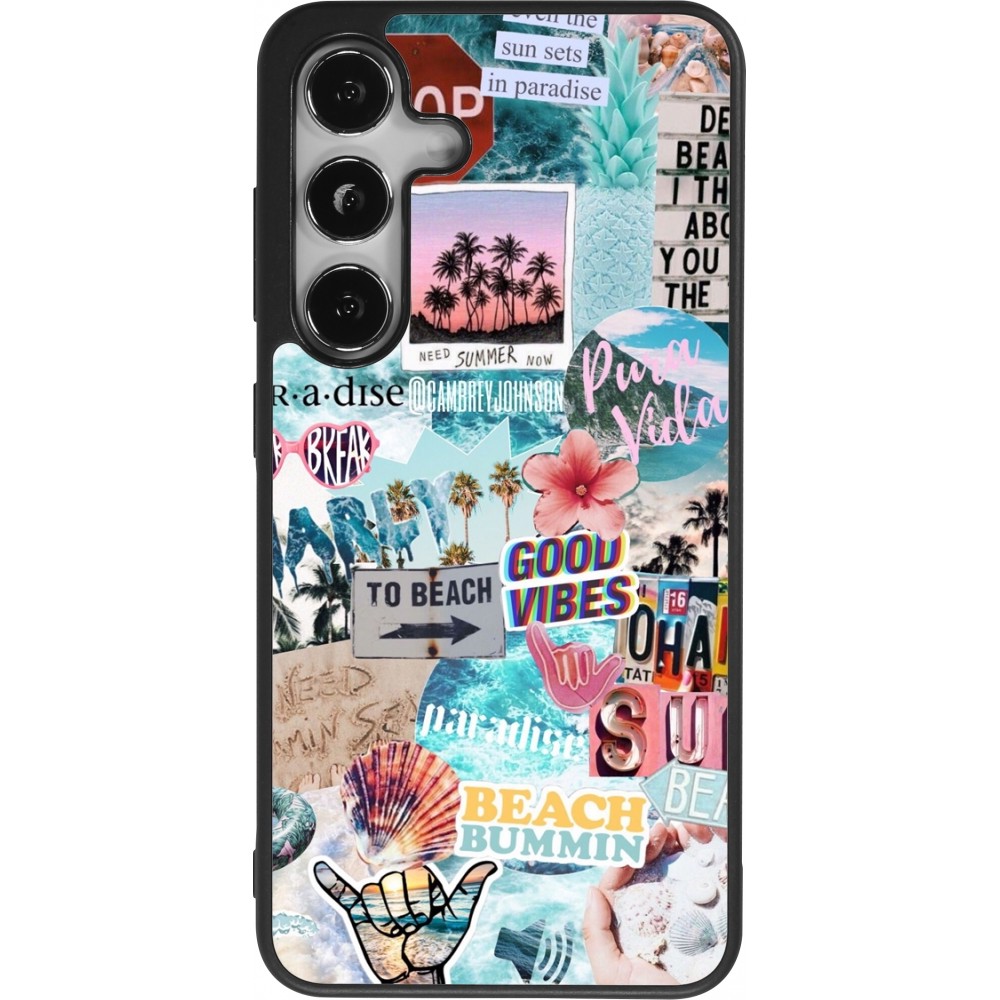 Coque Samsung Galaxy S24 - Silicone rigide noir Summer 20 collage