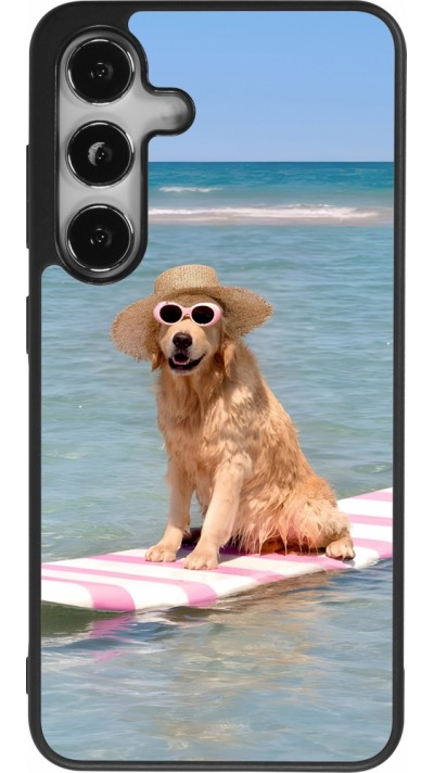 Coque Samsung Galaxy S24 - Silicone rigide noir Summer Dog on Paddle