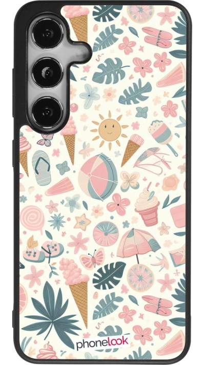 Coque Samsung Galaxy S24 - Silicone rigide noir Summer Pink Pattern