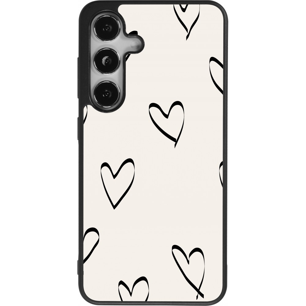 Samsung Galaxy S24 Case Hülle - Silikon schwarz Valentine 2023 minimalist hearts