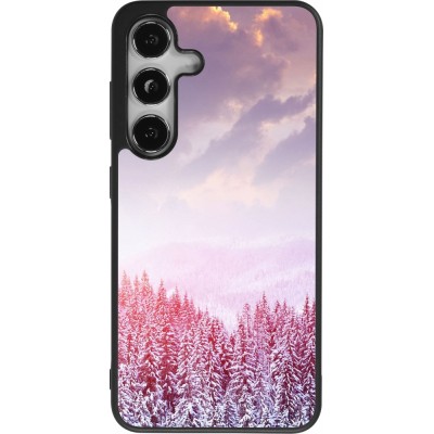 Coque Samsung Galaxy S24 - Silicone rigide noir Winter 22 Pink Forest