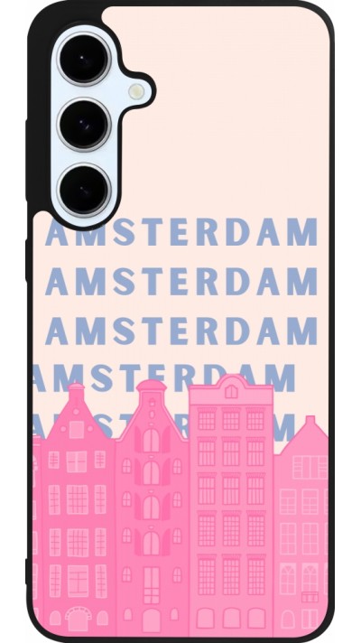 Coque Samsung Galaxy S24 FE - Silicone rigide noir Amsterdam Pink Print