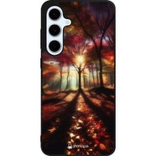 Coque Samsung Galaxy S24 FE - Silicone rigide noir Automne doré glare