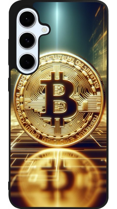 Coque Samsung Galaxy S24 FE - Silicone rigide noir Bitcoin Standing