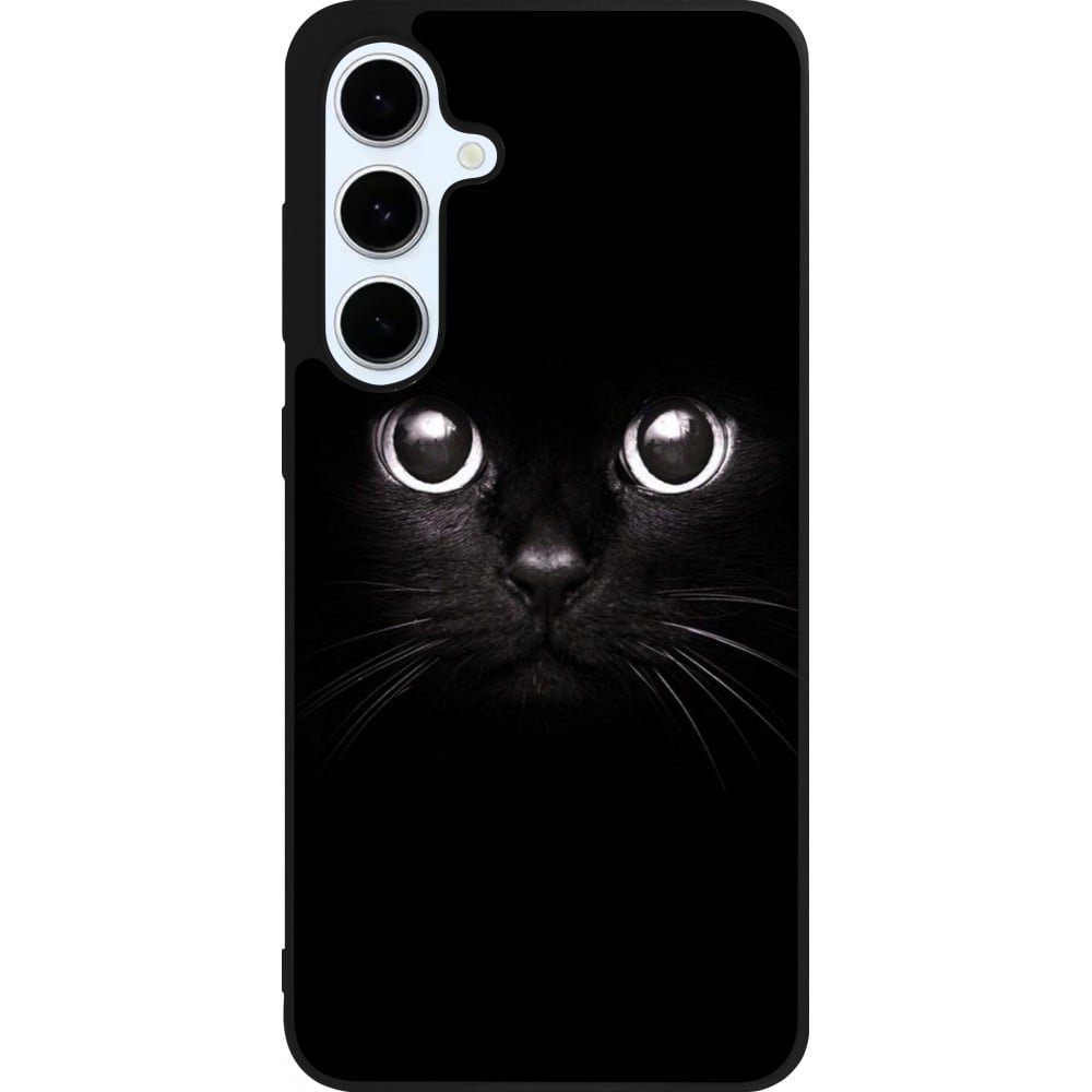 Coque Samsung Galaxy S24 FE - Silicone rigide noir Cat eyes