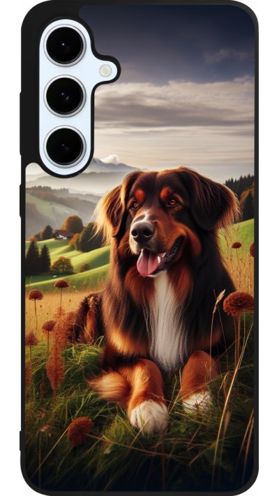 Coque Samsung Galaxy S24 FE - Silicone rigide noir Chien Campagne Suisse