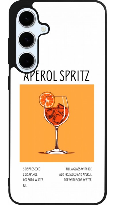 Coque Samsung Galaxy S24 FE - Silicone rigide noir Cocktail recette Aperol Spritz