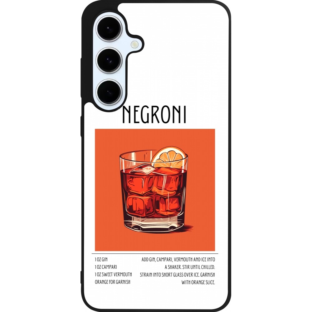 Coque Samsung Galaxy S24 FE - Silicone rigide noir Cocktail recette Negroni