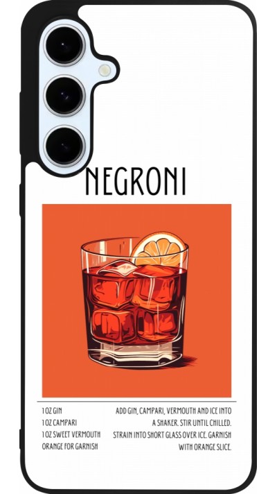 Coque Samsung Galaxy S24 FE - Silicone rigide noir Cocktail recette Negroni