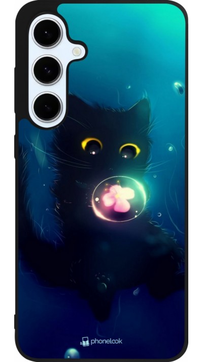 Coque Samsung Galaxy S24 FE - Silicone rigide noir Cute Cat Bubble