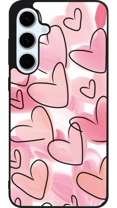 Coque Samsung Galaxy S24 FE - Silicone rigide noir Easter 2023 pink hearts