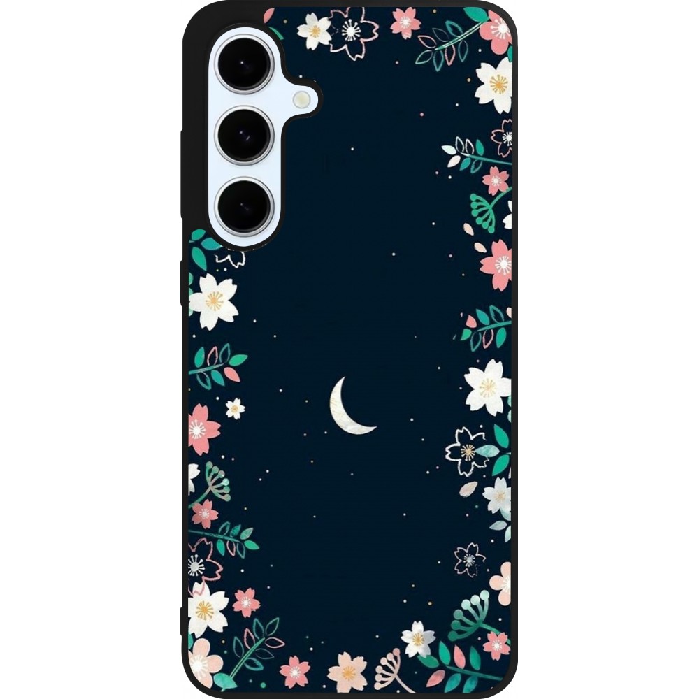 Coque Samsung Galaxy S24 FE - Silicone rigide noir Flowers space