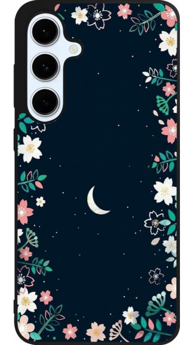 Coque Samsung Galaxy S24 FE - Silicone rigide noir Flowers space