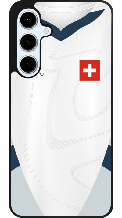 Coque Samsung Galaxy S24 FE - Silicone rigide noir Maillot de football Suisse Extérieur personnalisable