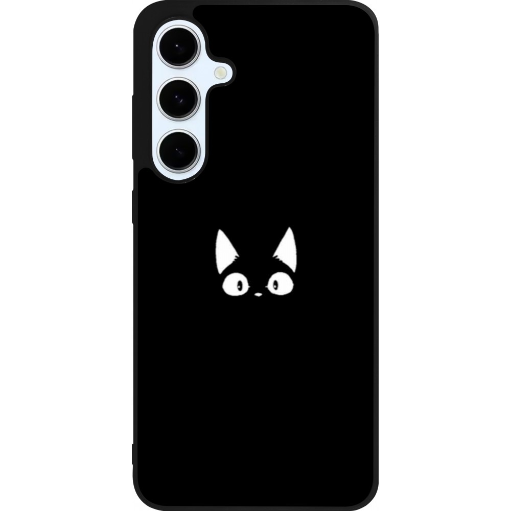 Coque Samsung Galaxy S24 FE - Silicone rigide noir Funny cat on black